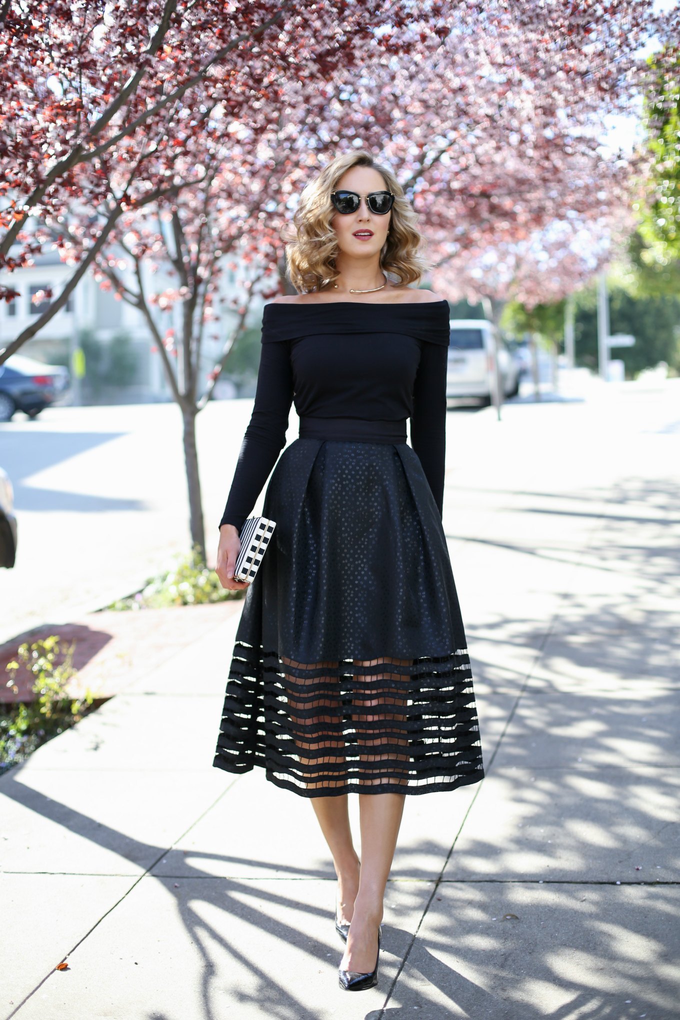 50s black shop midi skirt