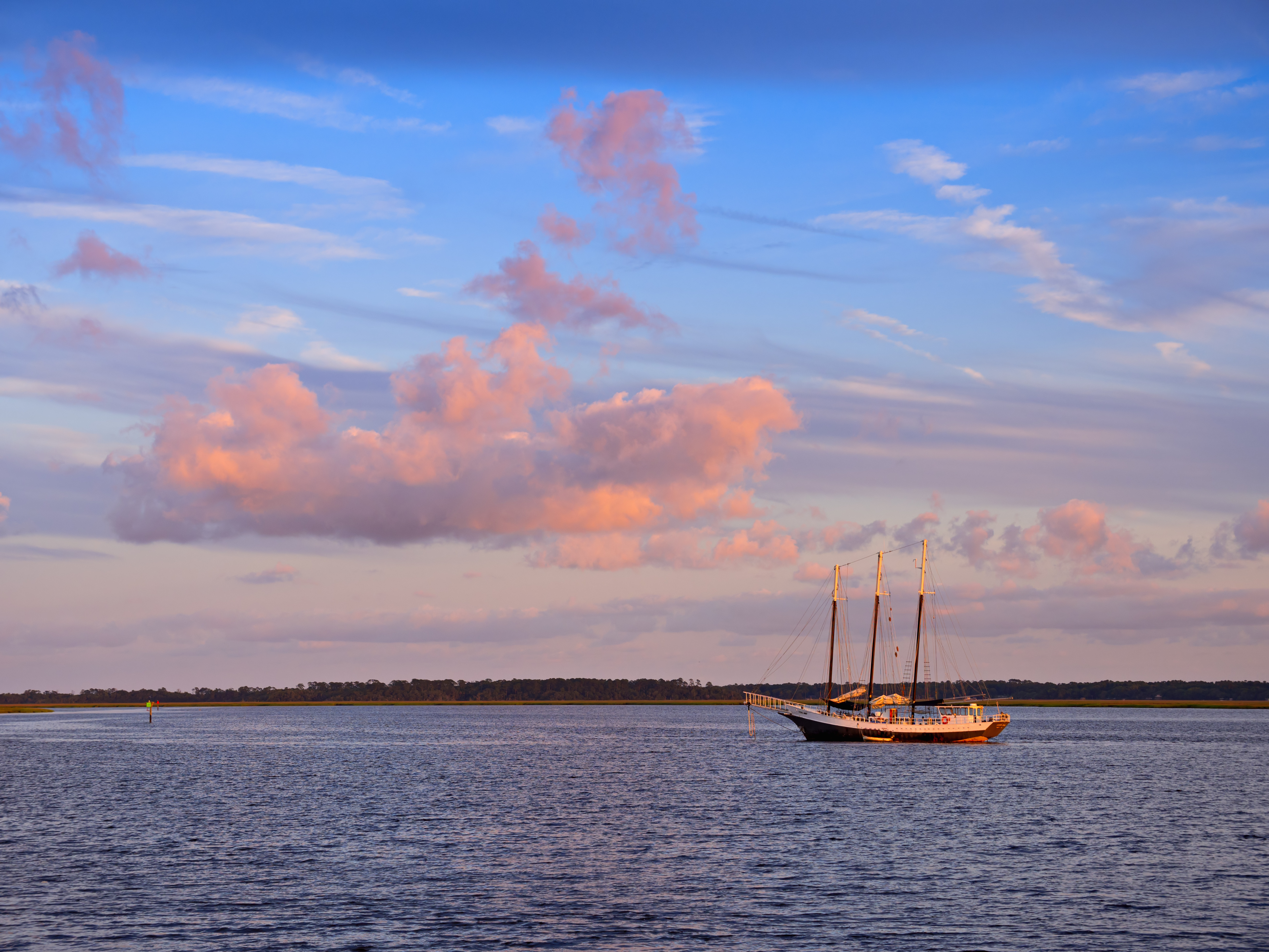 Schooner at sunset