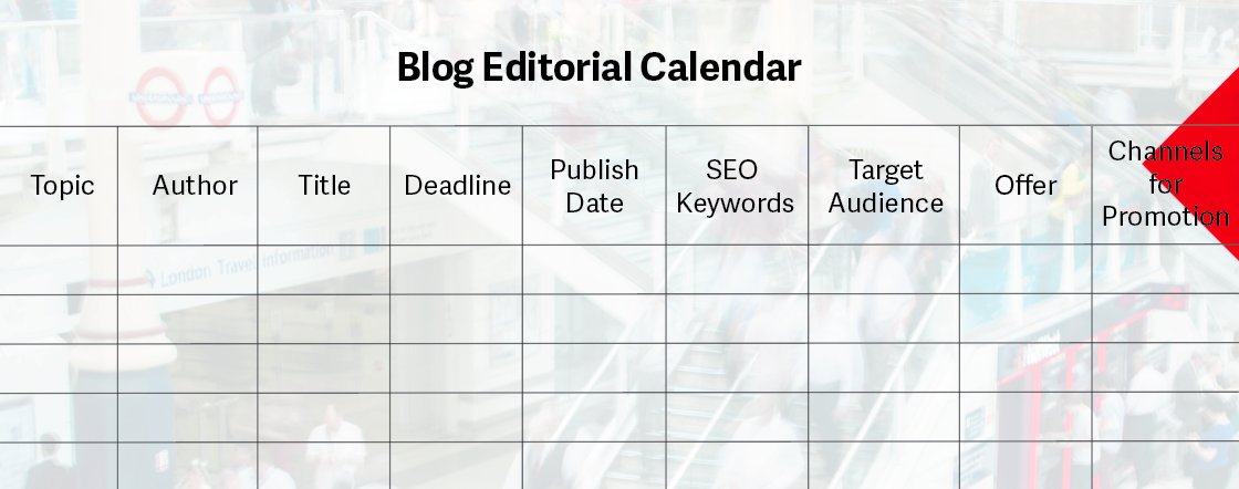 Sample blog editorial calendar