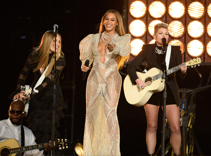 Beyonce Performs In Transparency Dress in the 2016 CMA Awards