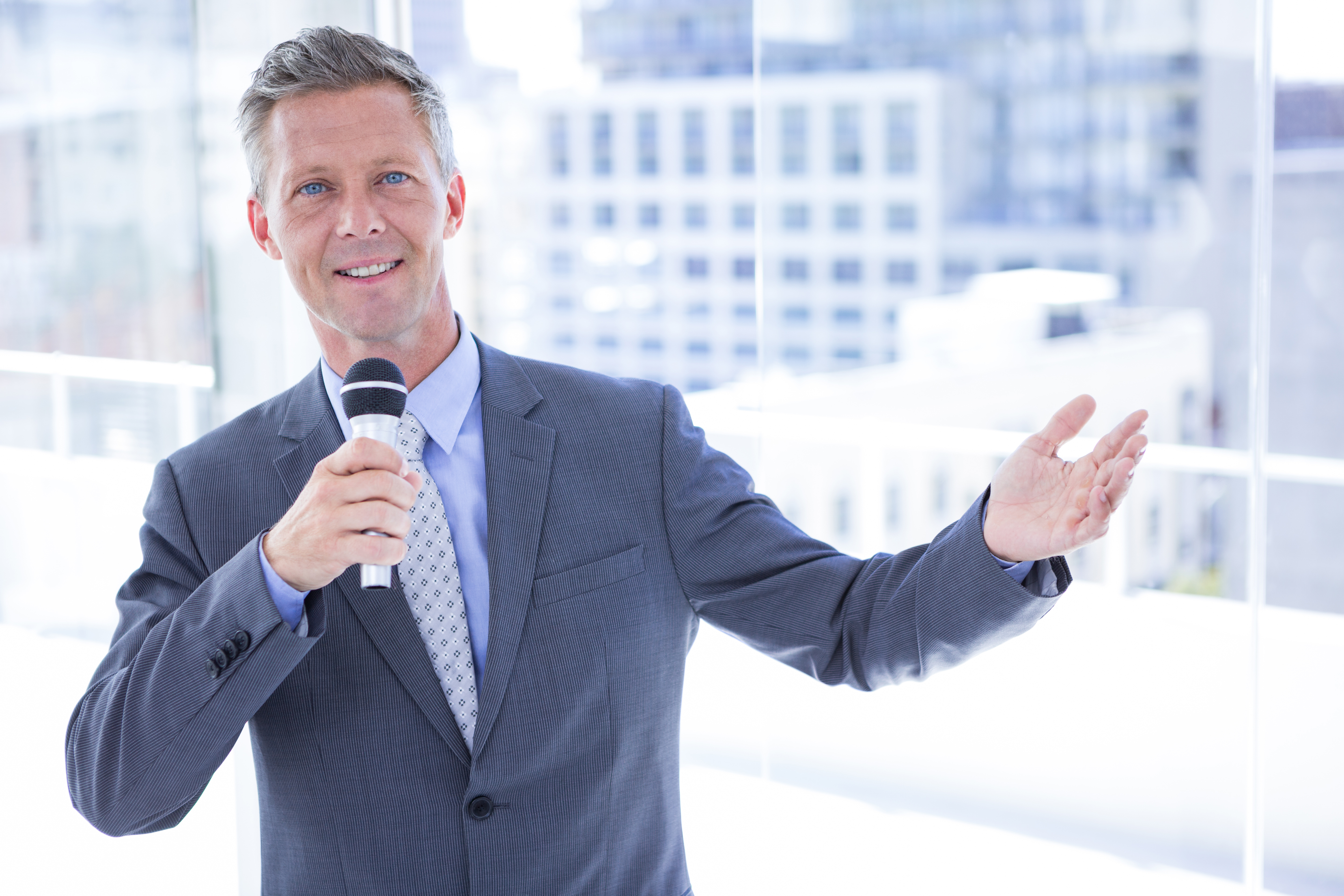 Businessman making a speech